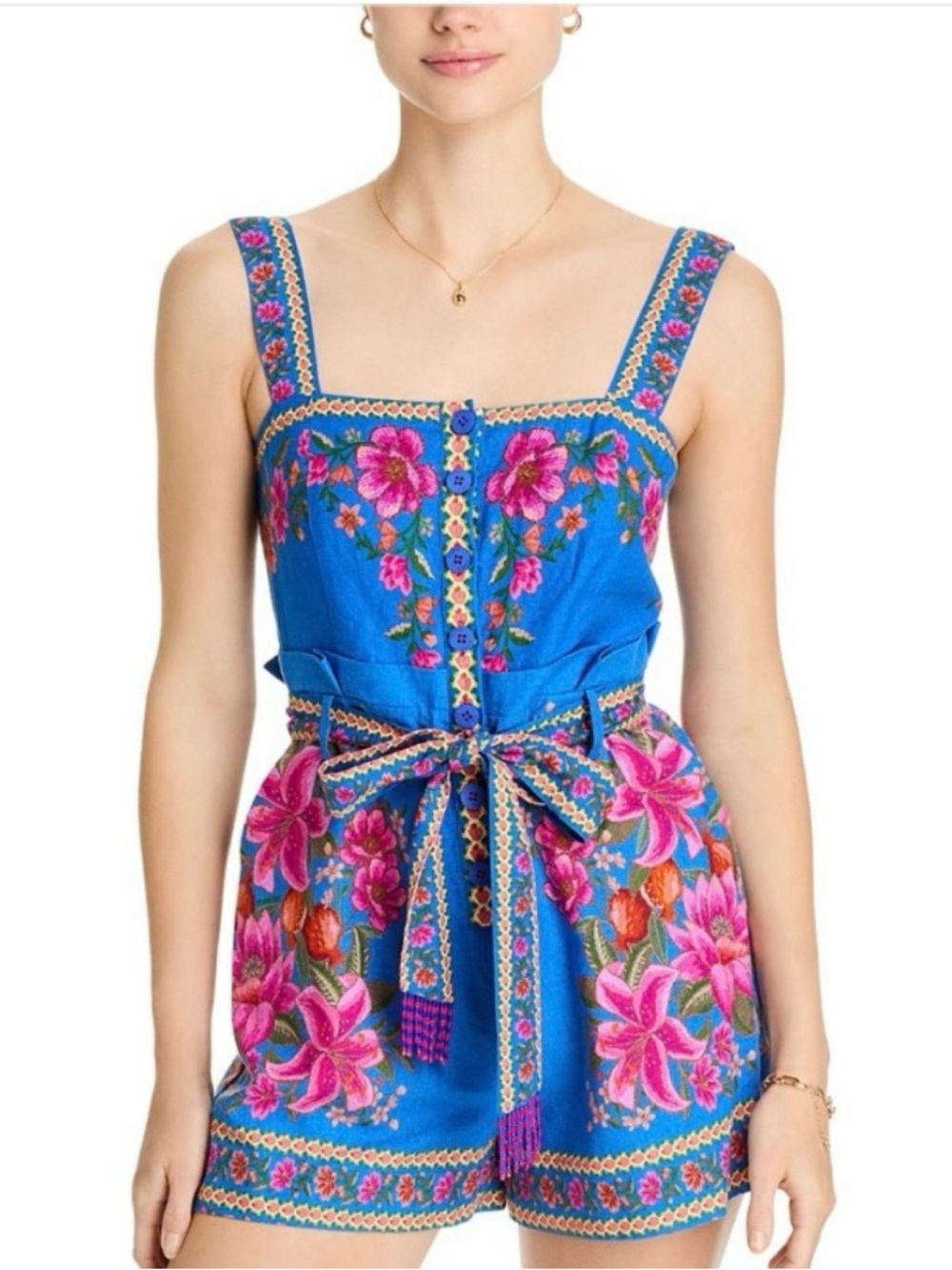 Farm Rio Summer Fruit Scarf Romper